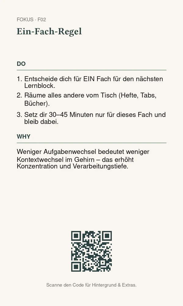 Rückseite Ein-Fach-Regel
