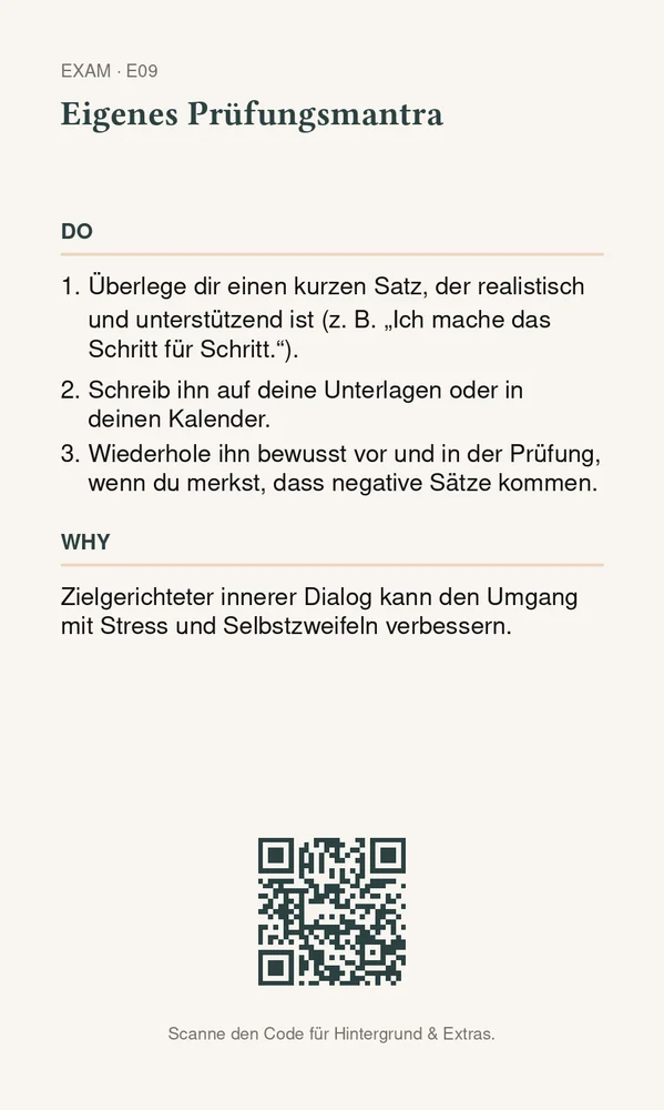 Rückseite Eigenes Prüfungsmantra