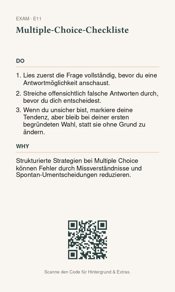 Rückseite Multiple-Choice-Checkliste