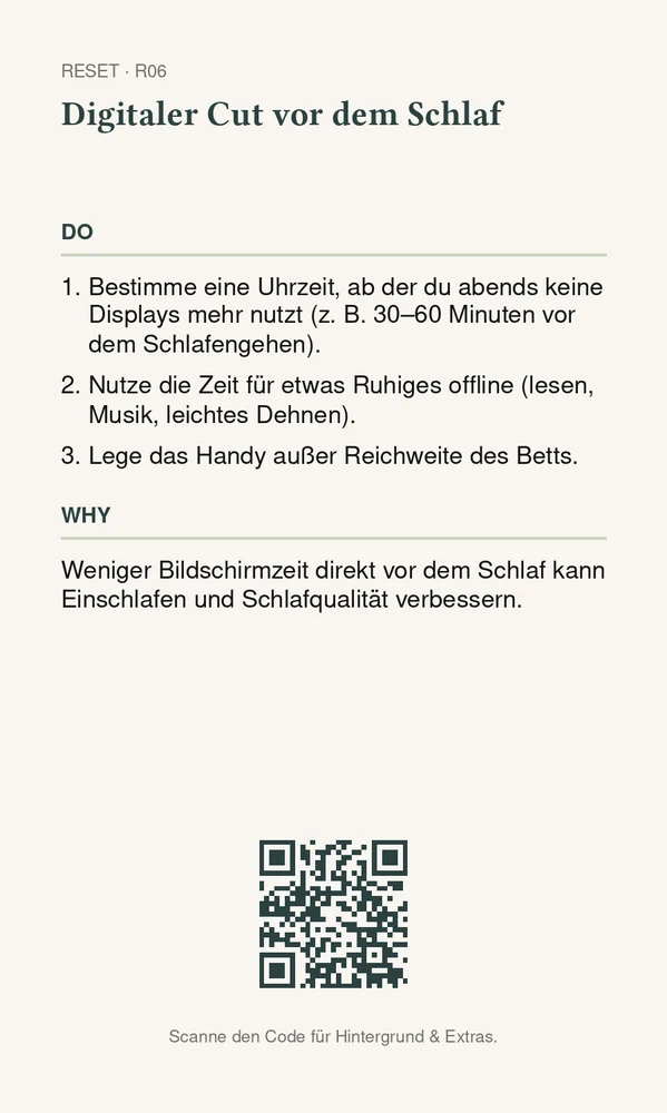 Rückseite Digitaler Cut vor dem Schlaf