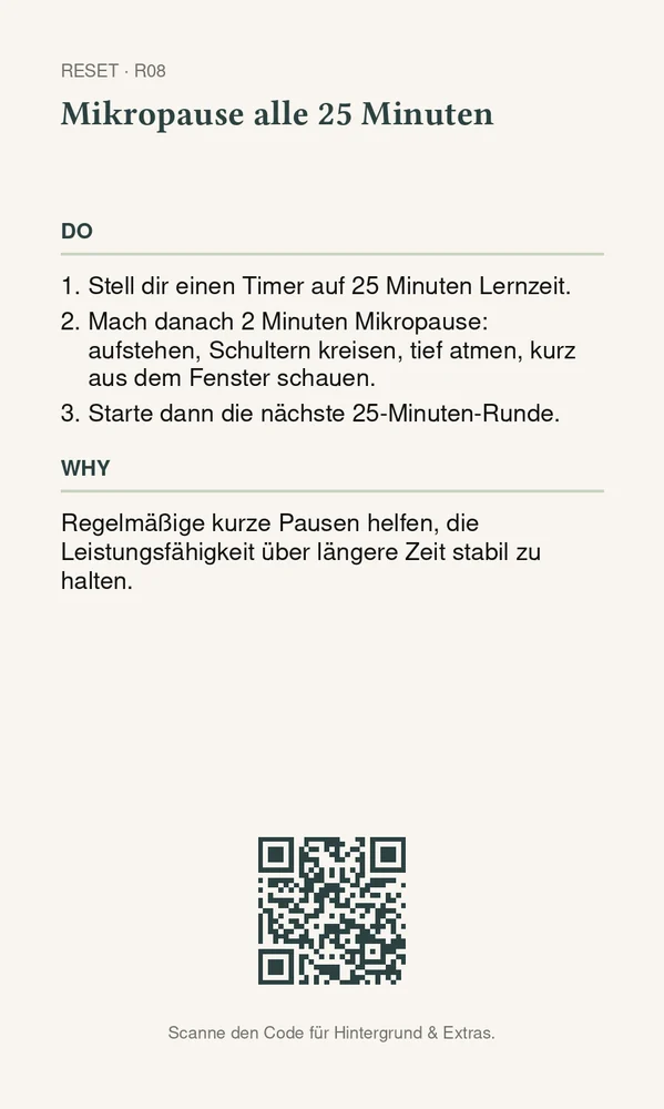 Rückseite Mikropause alle 25 Minuten