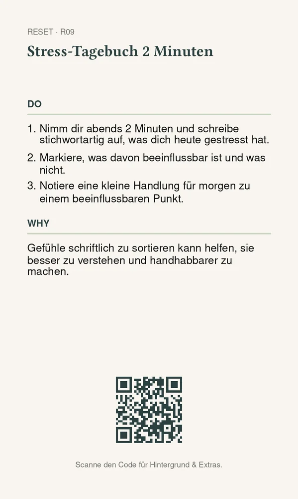 Rückseite Stress-Tagebuch 2 Minuten