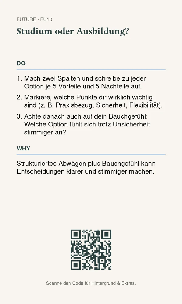 Rückseite Studium oder Ausbildung?