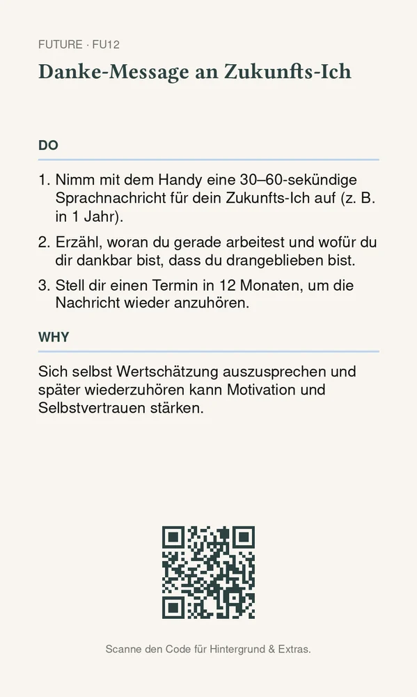 Rückseite Danke-Message an Zukunfts-Ich