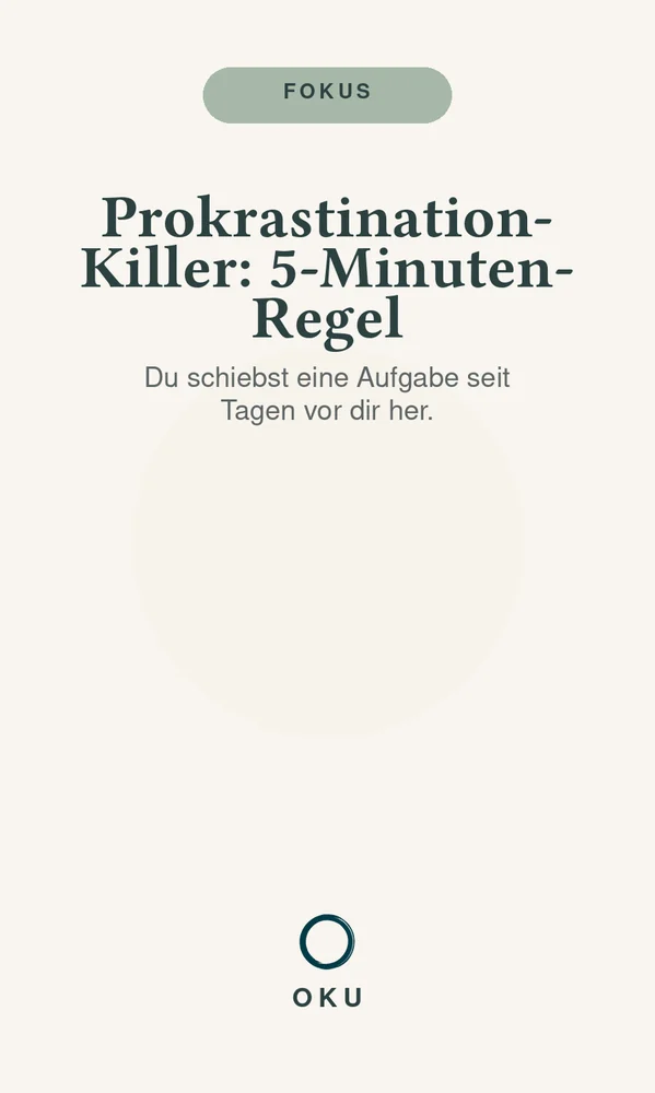 Vorderseite Prokrastination-Killer: 5-Minuten-Regel