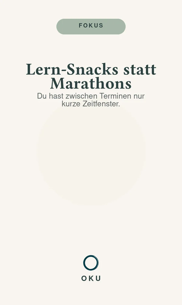 Vorderseite Lern-Snacks statt Marathons