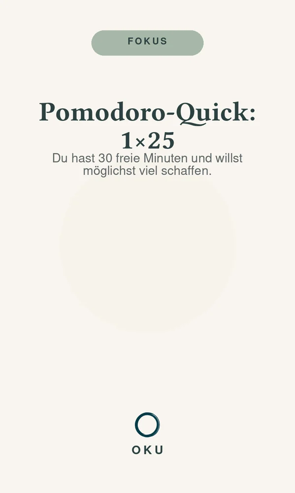 Vorderseite Pomodoro-Quick: 1×25