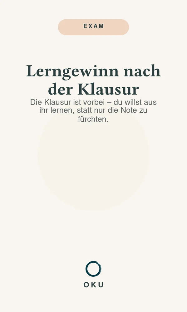 Vorderseite Lerngewinn nach der Klausur