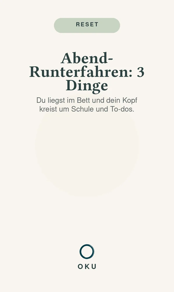 Vorderseite Abend-Runterfahren: 3 Dinge