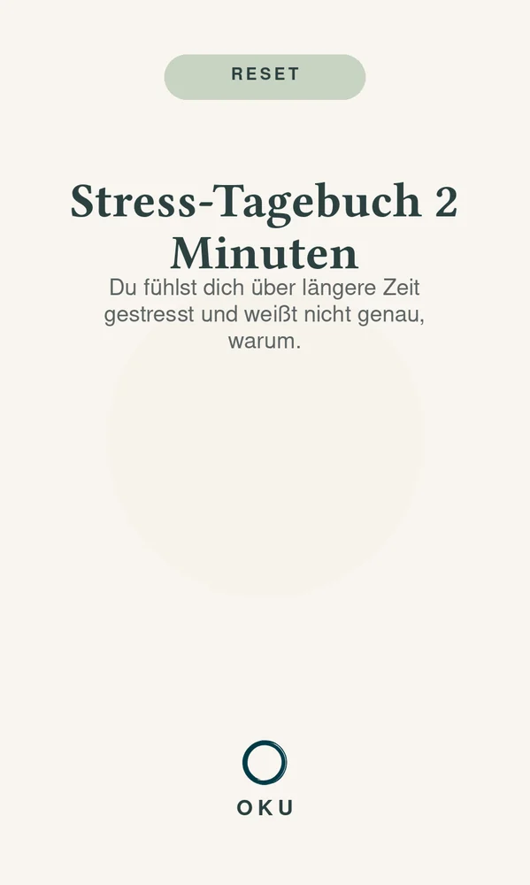 Vorderseite Stress-Tagebuch 2 Minuten