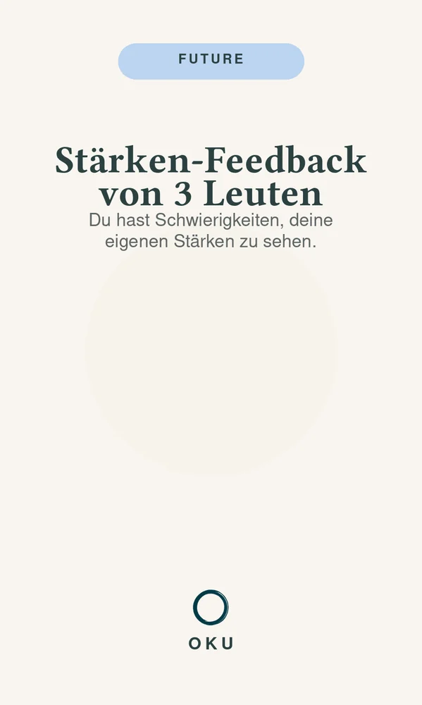 Vorderseite Stärken-Feedback von 3 Leuten