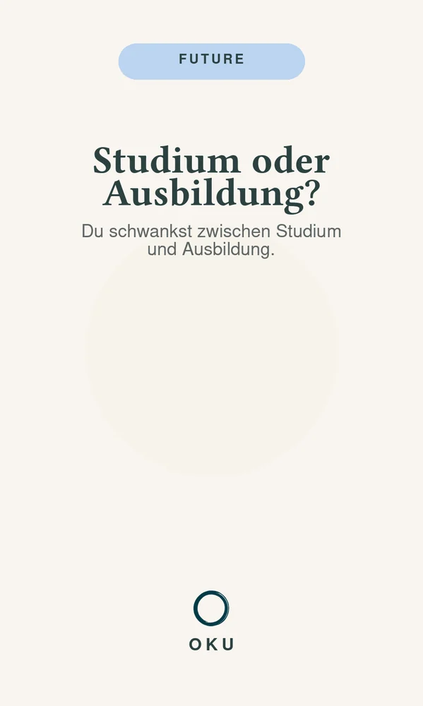 Vorderseite Studium oder Ausbildung?