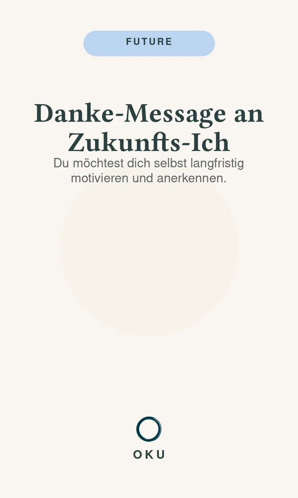 Vorderseite Danke-Message an Zukunfts-Ich